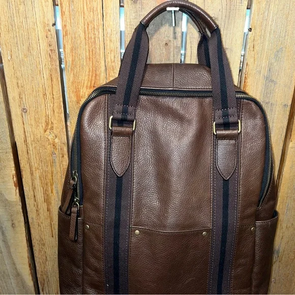 Fossil Brown Leather Men's Backpack - Picture 6 of 8